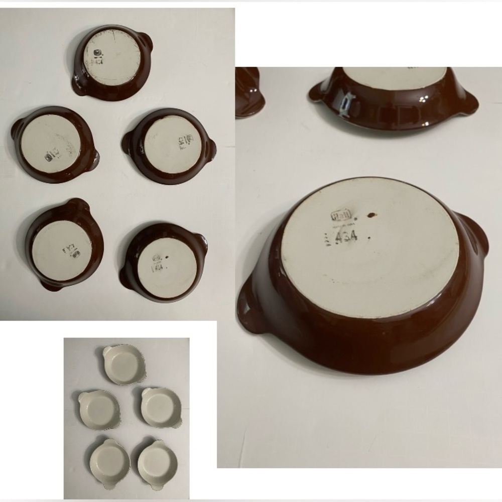 Vintage Hall Pottery 434 Baking Dishes, set of 5, brown